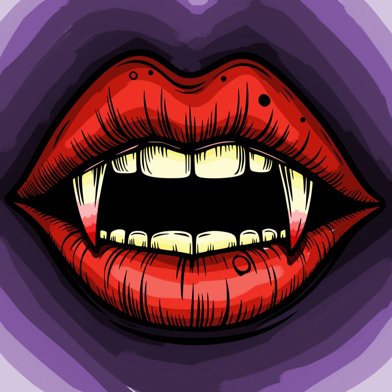 lips with vampire teeth