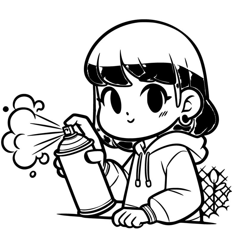a young girl spray painting