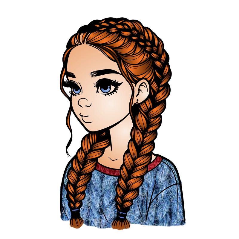 realistic girl with braids