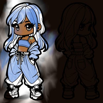 girl in crop top and baggy pants