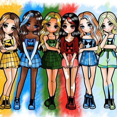 a group of girls realistic