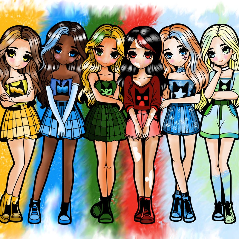 a group of girls realistic