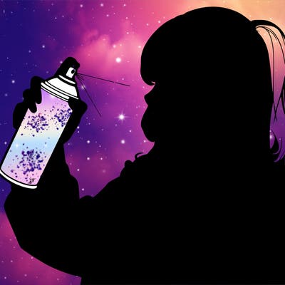 a realistic girl spray, painting