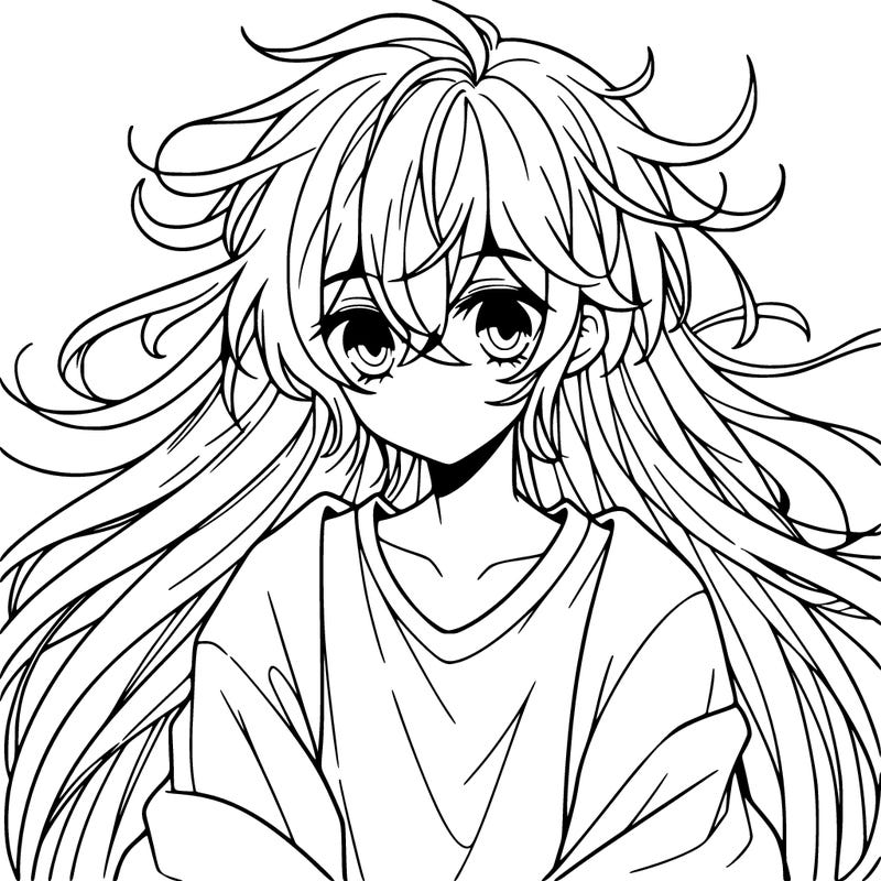 cute boy with very long hair anime