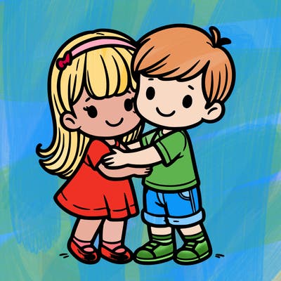 boy and girl hugging