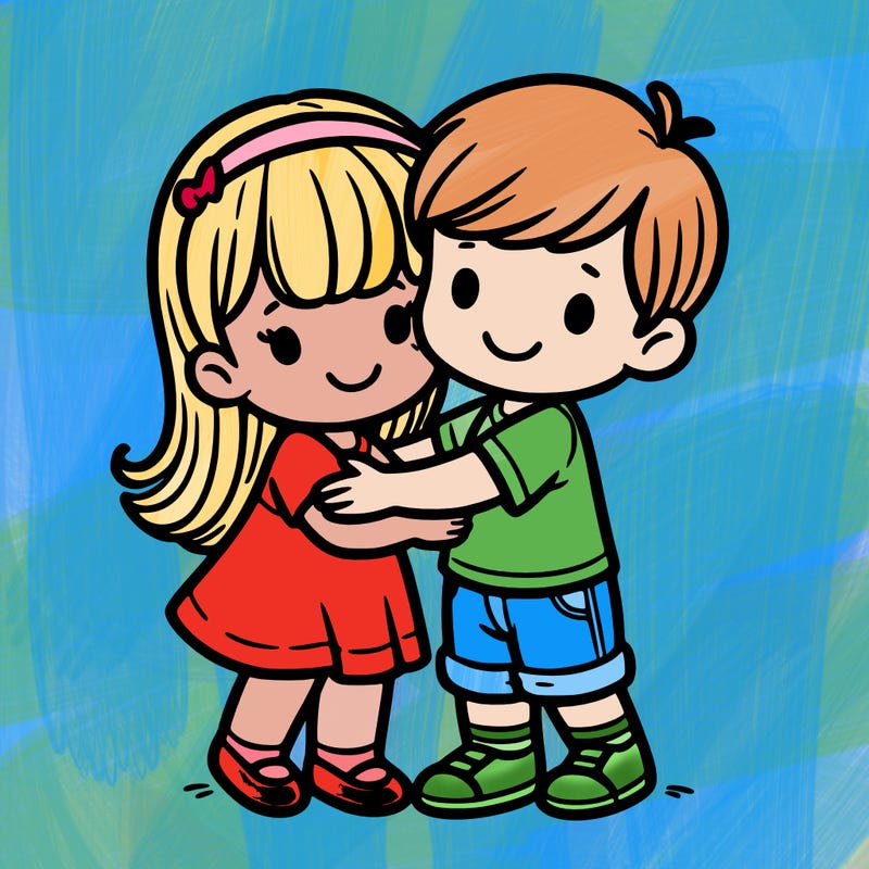 boy and girl hugging