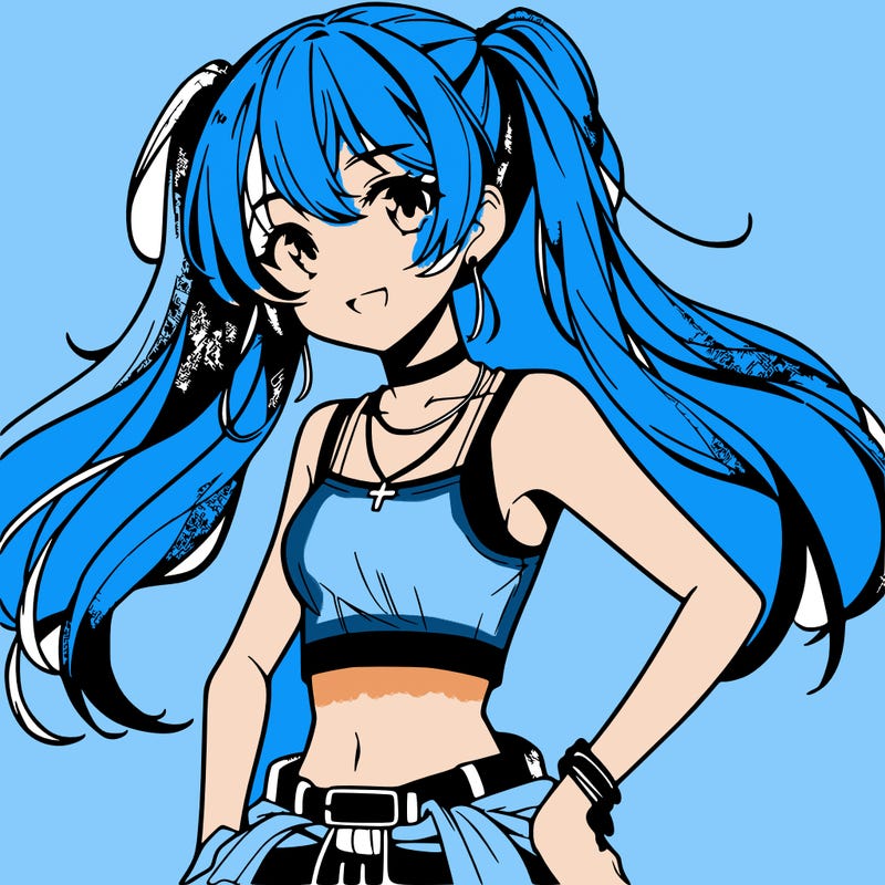 anime girl wearing crop top