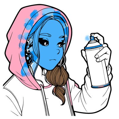 a realistic girl, spray painting