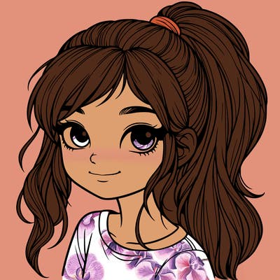 realistic girl with ponytail