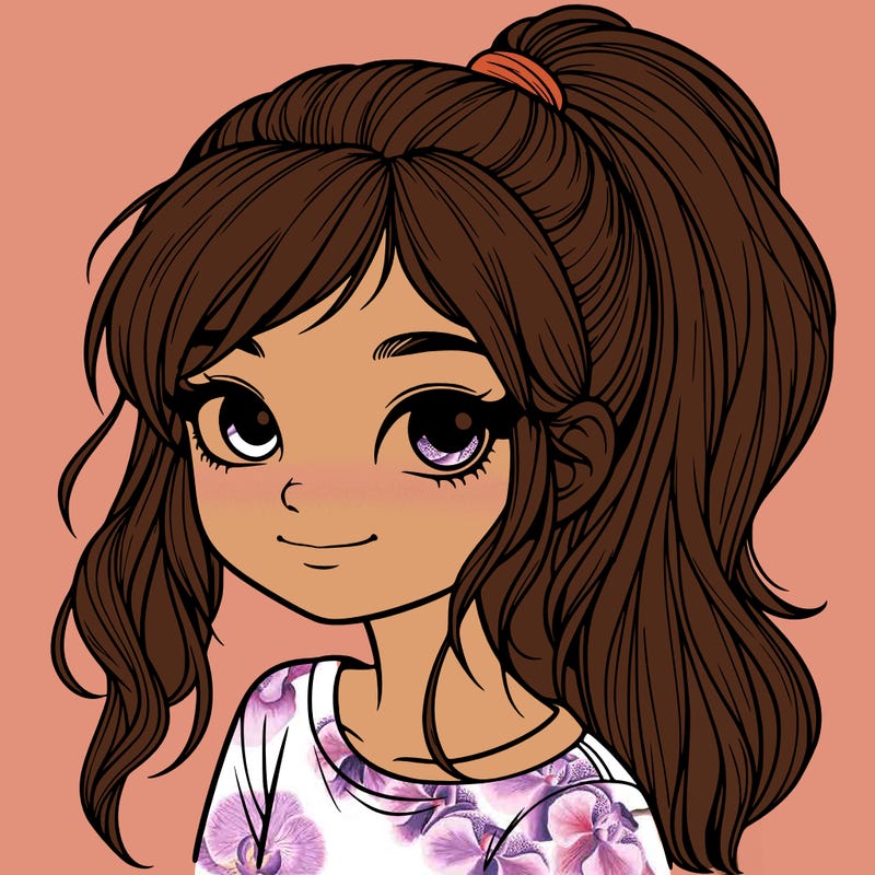 realistic girl with ponytail