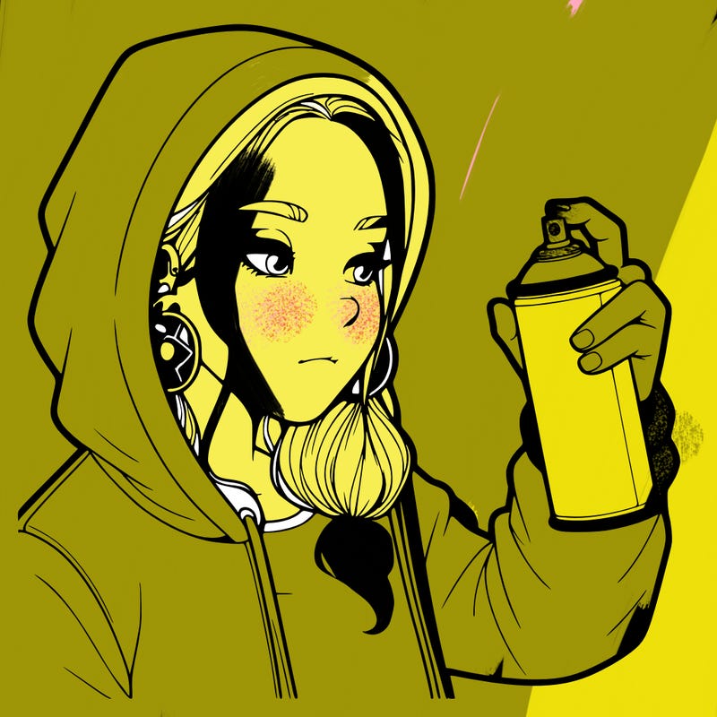 a realistic girl, spray painting