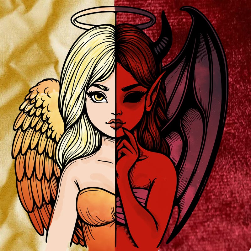 realistic angel half demon