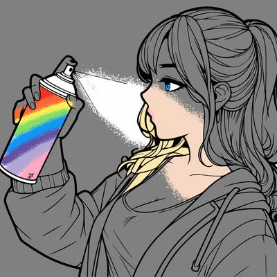 a realistic girl spray, painting