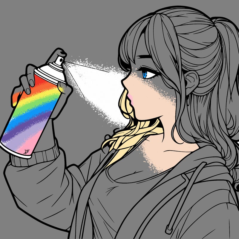 a realistic girl spray, painting