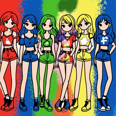a group of girls wearing crop tops and shorts