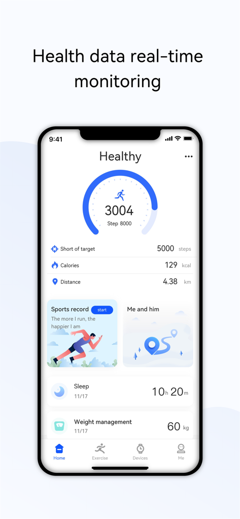 hainofit - Panel de la aplicación Hainofit mostrando datos de salud como pasos, calorías y sueño