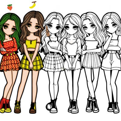 a group of girls realistic