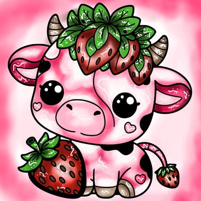 cute strawberry cow