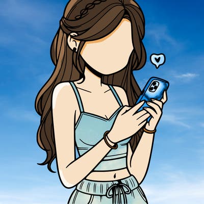 girl with crop top texting on her phone