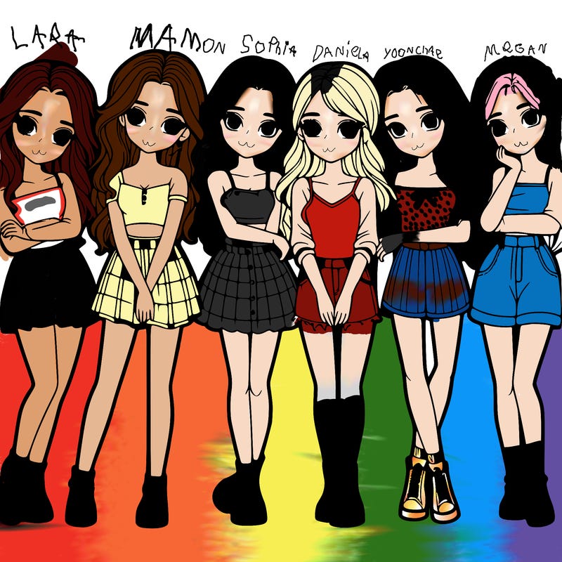 a group of girls realistic