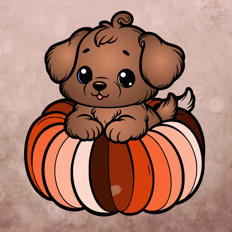 cute little puppy in a pumpkin