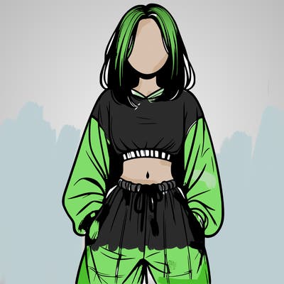 realistic girl faceless with baggy pants and a crop top