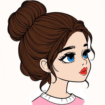 realistic girl with bun