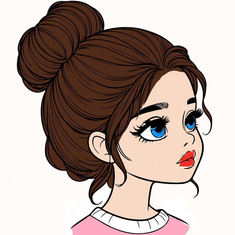 realistic girl with bun