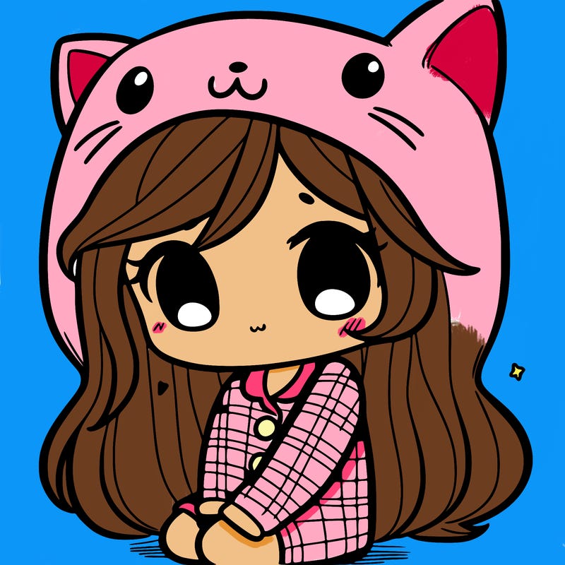 shy girl with cat pajamas