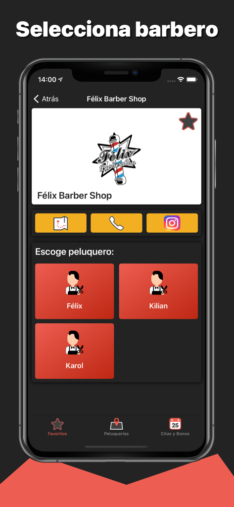 GoBarber app interface for selecting a specific professional barber from a barbershop profile.