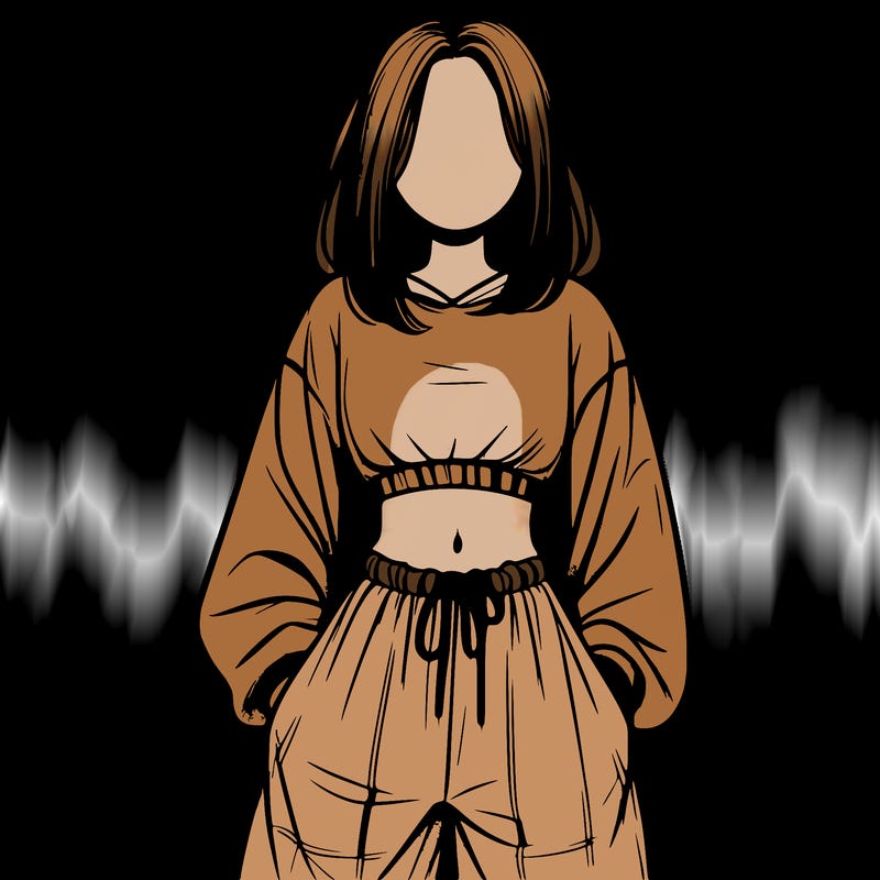 realistic girl faceless with baggy pants and a crop top