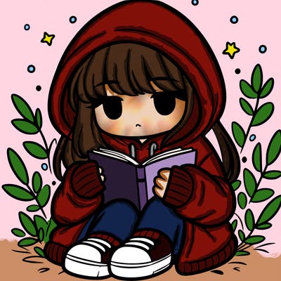 girl in oversized hoodie reading a book