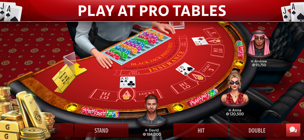 Players at a realistic 3D blackjack table in the Blackjackist app