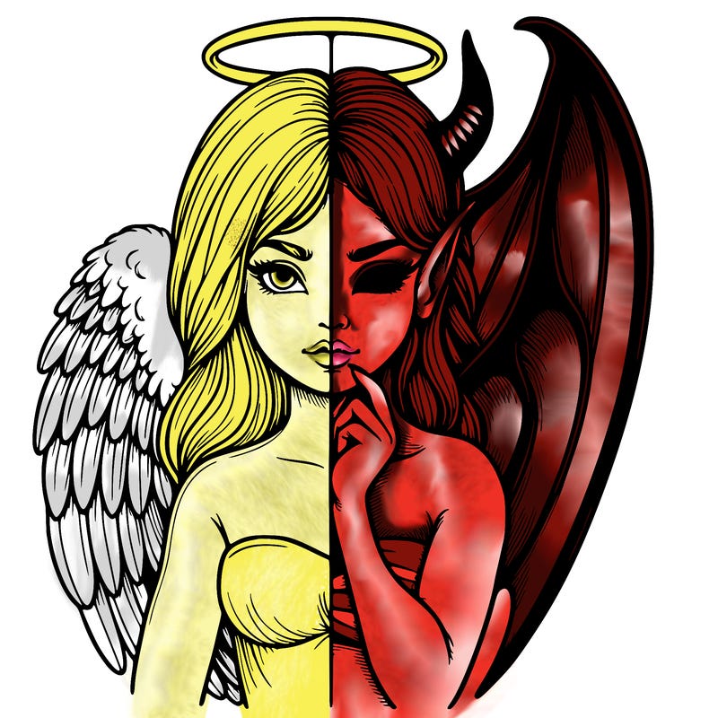 realistic angel half demon