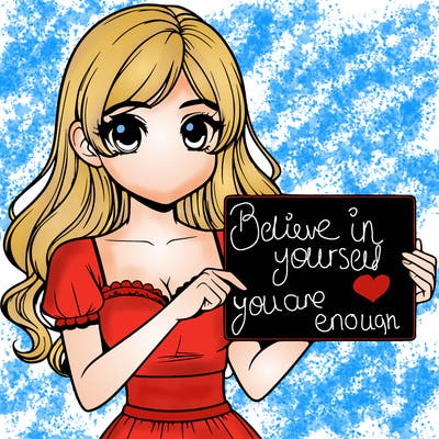 realistic pretty girl holding blank sign