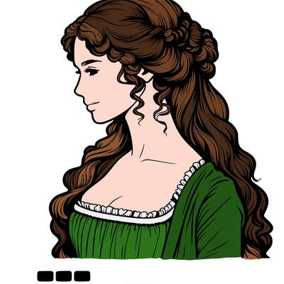 realistic regency era woman with hair down