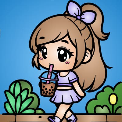 cute girl drinking boba
