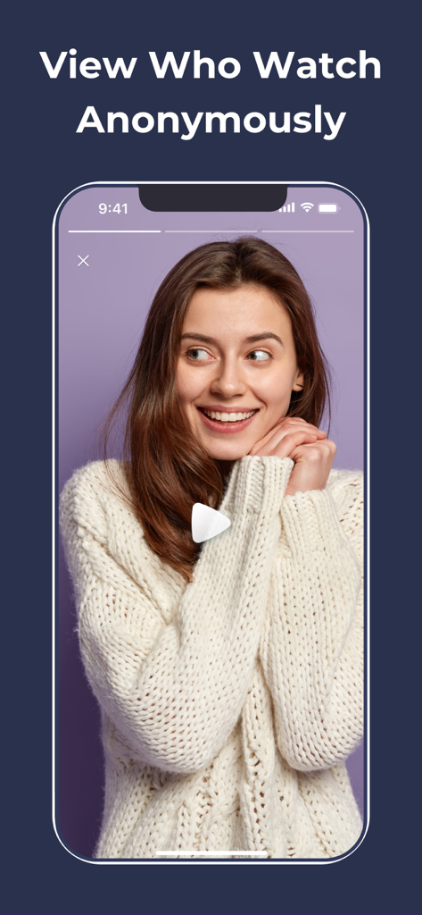 Smartphone-Bildschirm, der die anonyme Story-Viewing-Funktion der Unfollowers Tracker App anzeigt.