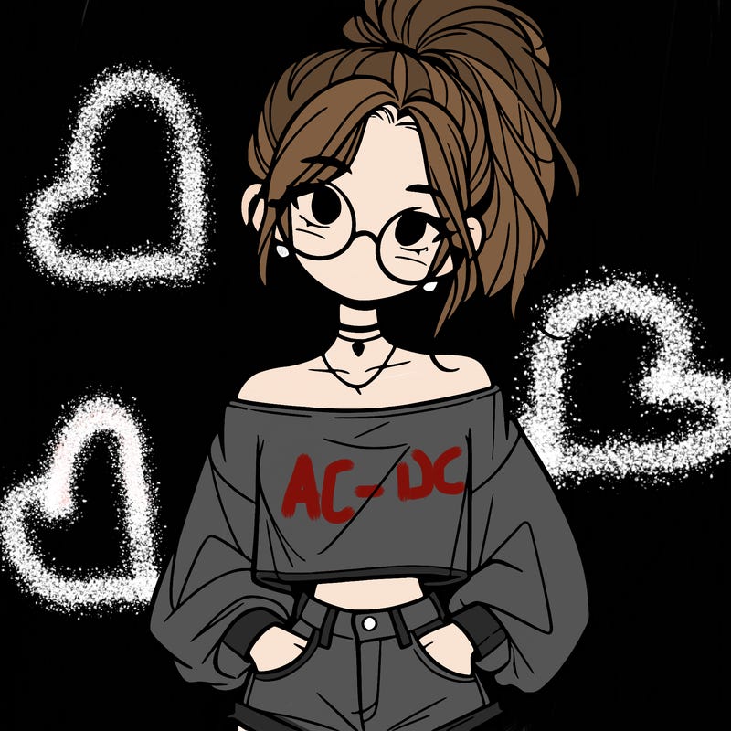 girl with a messy ponytail glasses a baggy crop top and jean shorts