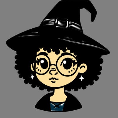 a black person who is a witch and has glasses