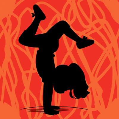 a girl doing a handstand