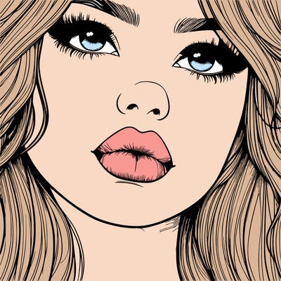 really realistic girl with lips