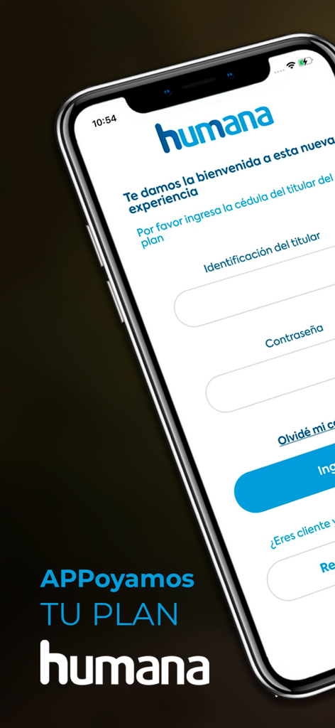 Mi Humana - Login screen of the Mi Humana app for Ecuadorian health insurance