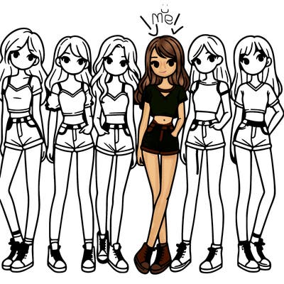 a group of girls wearing crop tops and shorts