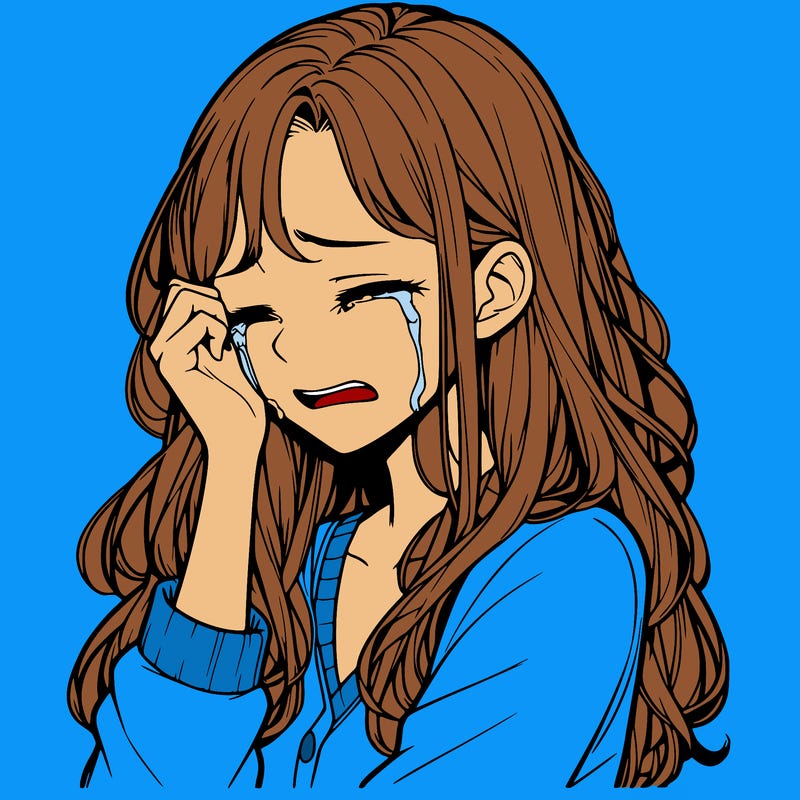a realistic girl crying