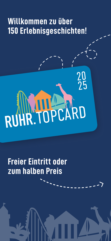 RUHR.TOPCARD - RUHR TOPCARD Willkommensbildschirm, der die digitale Karte für 2025 und die Rabattvorteile zeigt