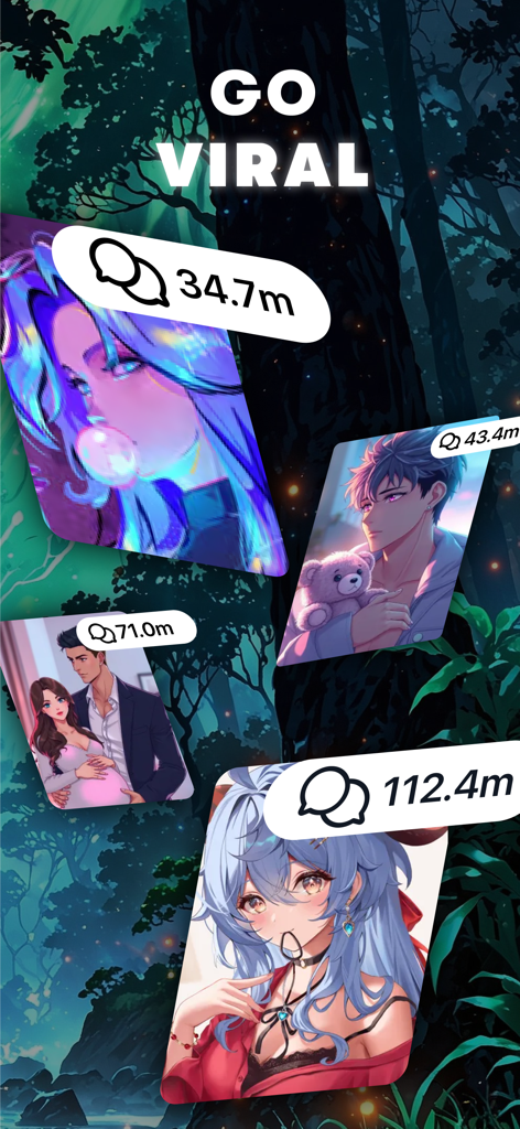 Carter Chat: Viral AI Chat App - Showcase of trending AI anime characters with millions of interactions on the Carter Chat app