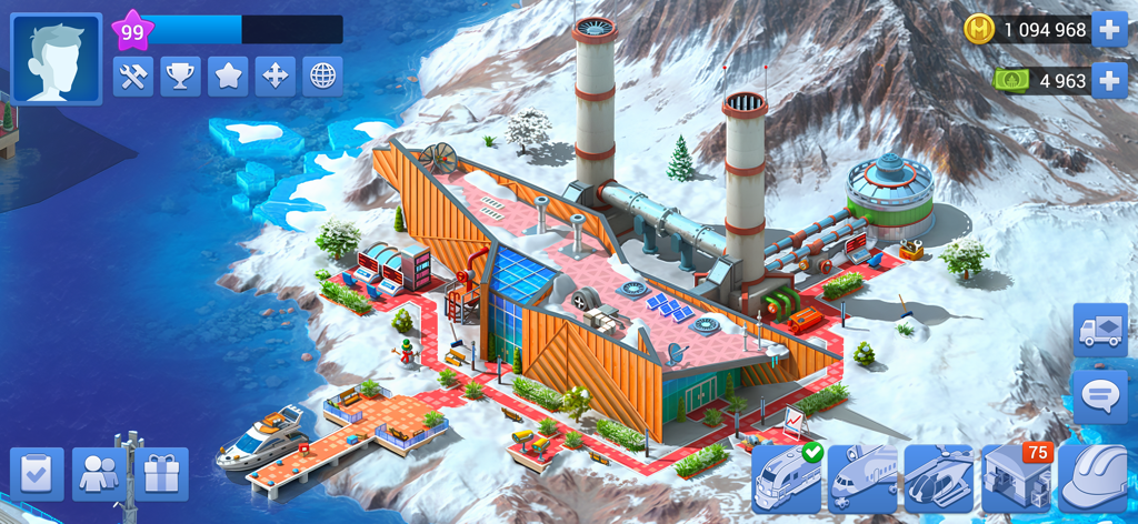 Complesso industriale e centro di ricerca Megapolis in un ambiente innevato