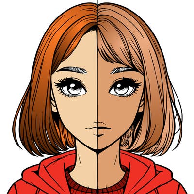 split realistic girl