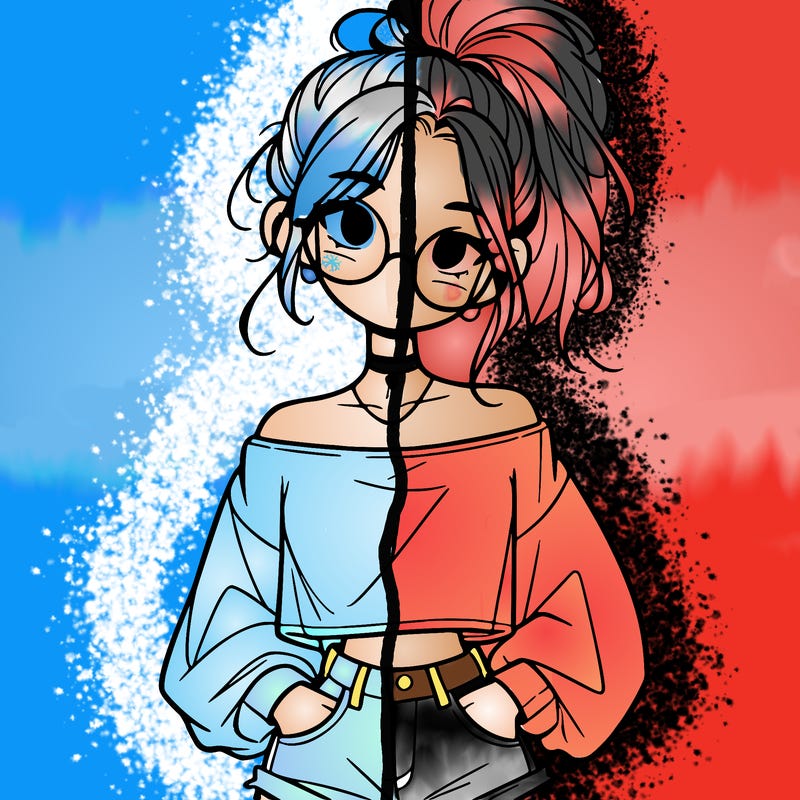 girl with a messy ponytail glasses a baggy crop top and jean shorts